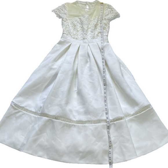 Ted Baker White Frizay Lace Bodice Pleated Tea Length Dress sz 2 - Picture 12 of 15